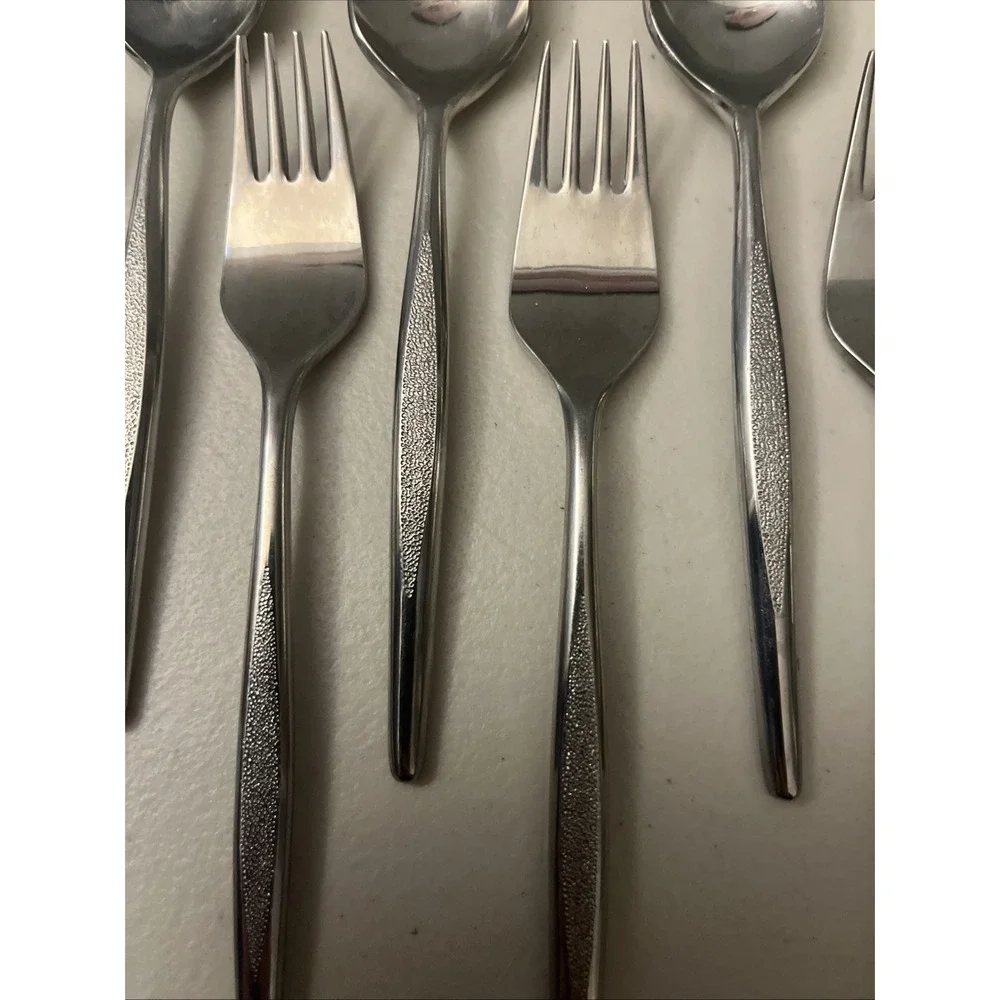 Stainless Steel Japan Flatware Lot of 11 Spoons,‎ Forks Textured Handle